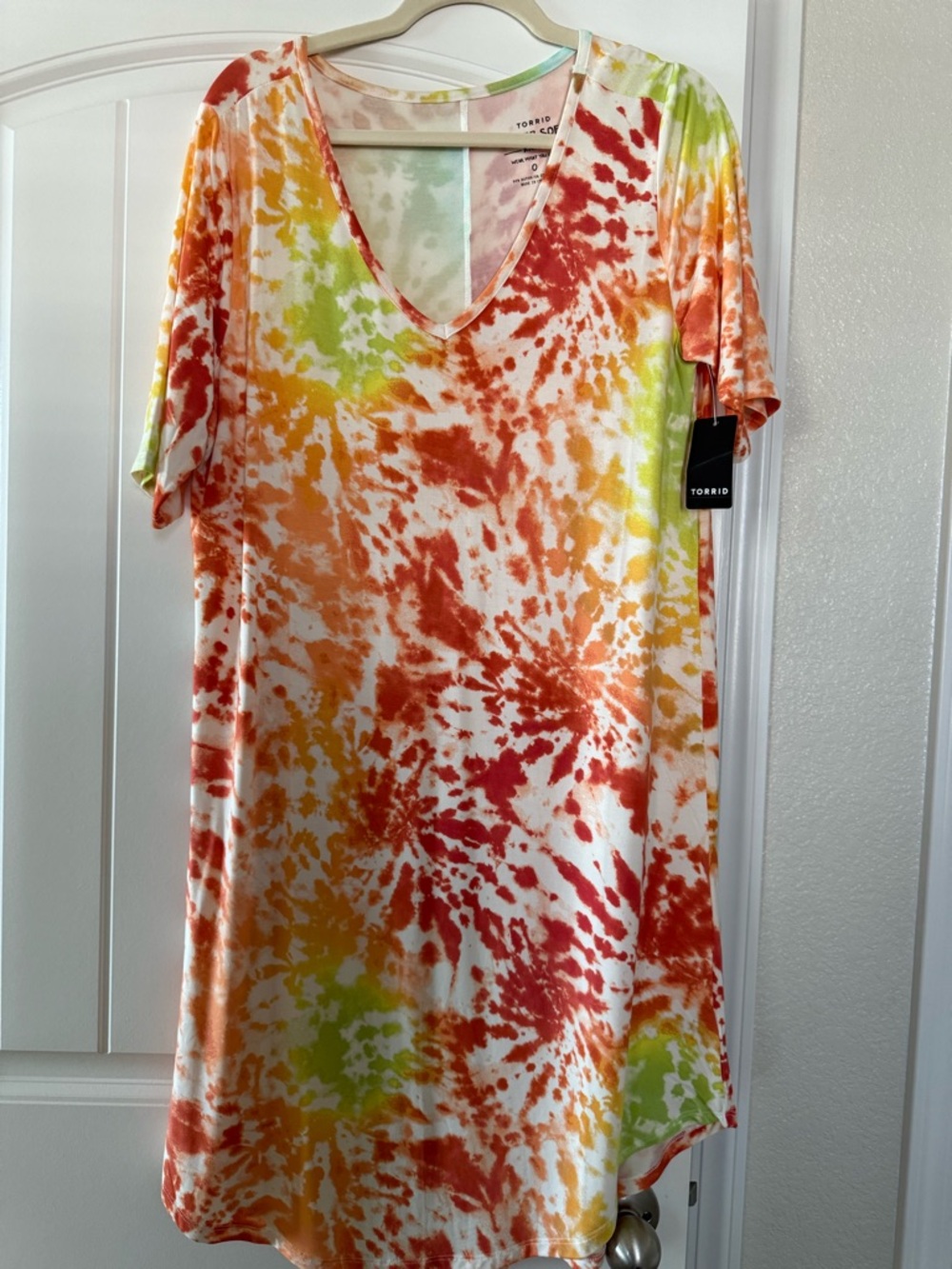 Torrid Super Soft Short Sleeve Rainbow Pride Tie Dye T-Shirt Dress NWT 0 L 12